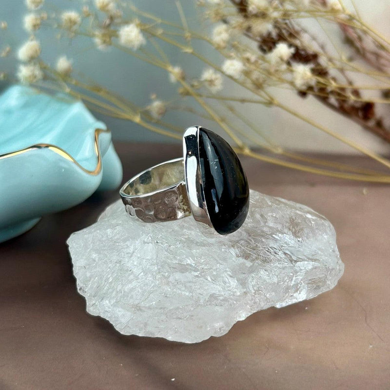 Tourmaline Black Crystal Ring