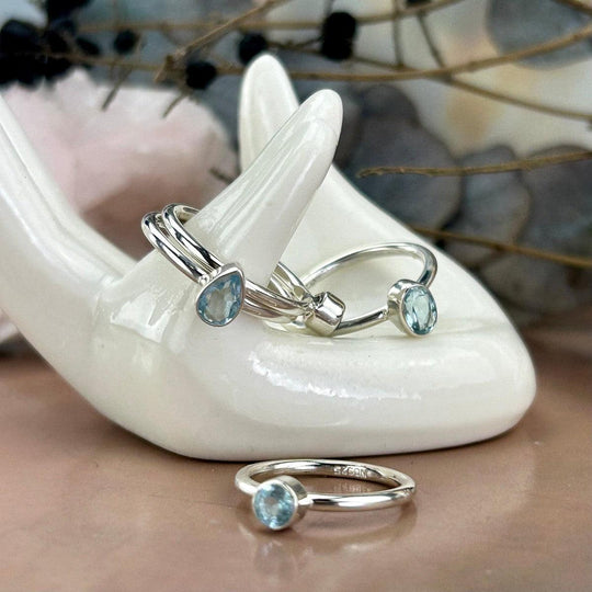 Aquamarine Assorted Shape Stackable Rings