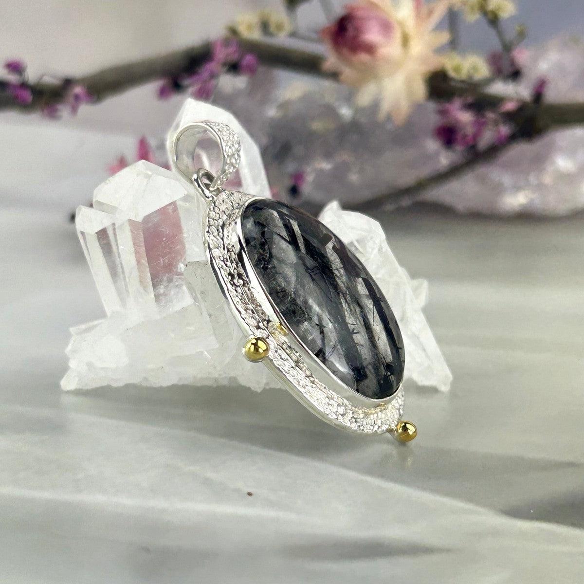 Black Tourmaline Rutile Pendant