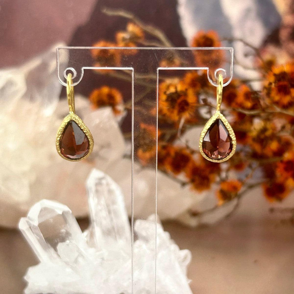 Gold Red Crystal Earrings