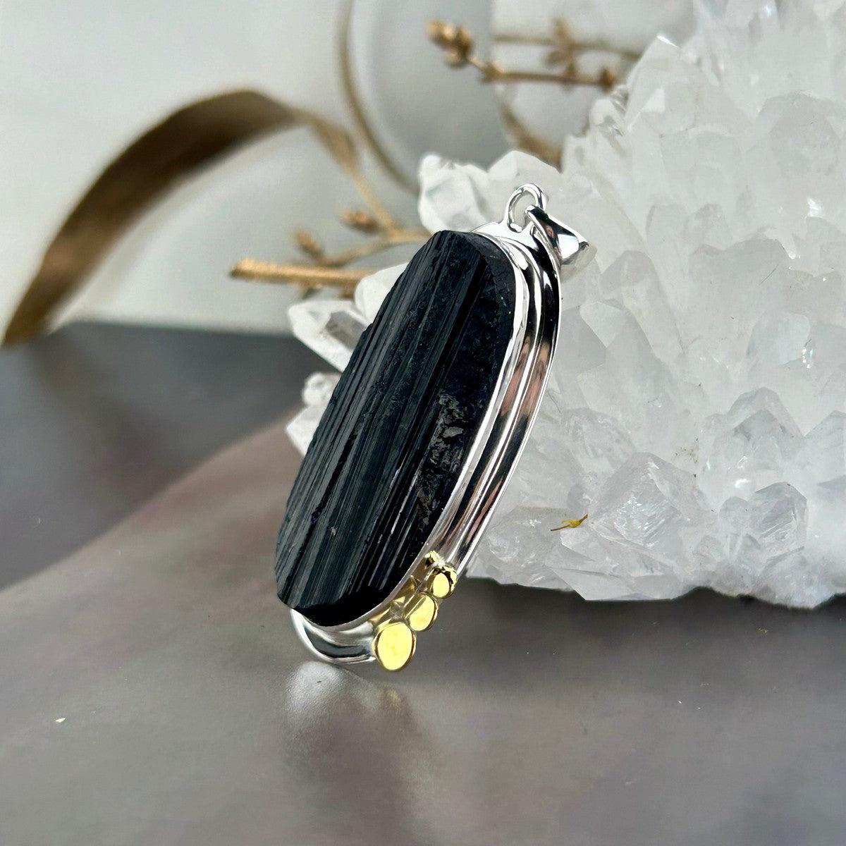 Black Tourmaline Raw Assorted Shape Pendants