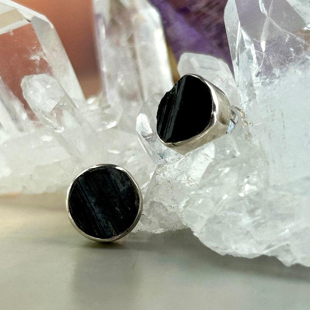 Black Tourmaline Stud Earrings