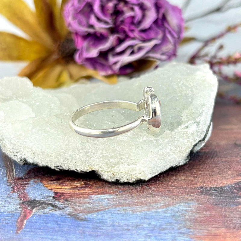 Nautilus Shell & Baltic Amber Crescent Moon Ring