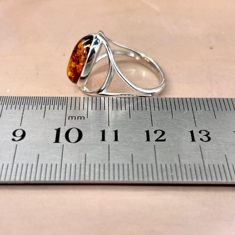 Baltic Cognac Amber Oval Ring