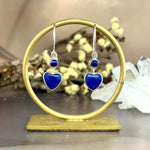 Lapis Lazuli Heart Double Drop Earrings