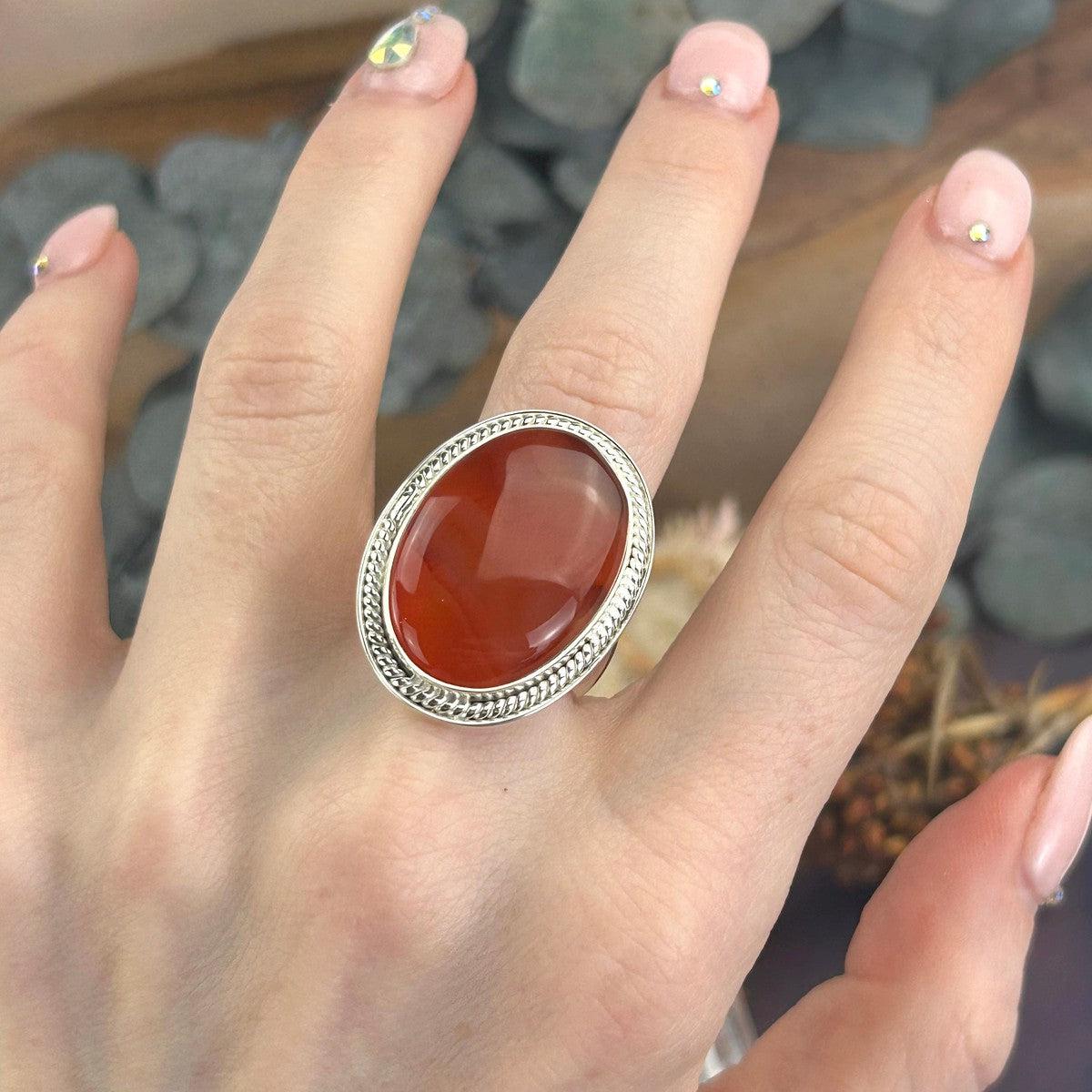 Ornate Detailed Carnelian Ring