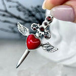 Garnet Encrusted Daggered Winged Heart Pendant