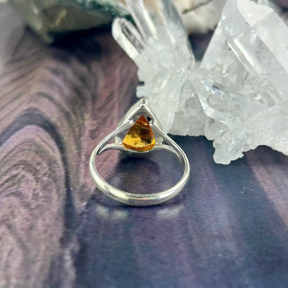 Women's Large Size Citrine Ring