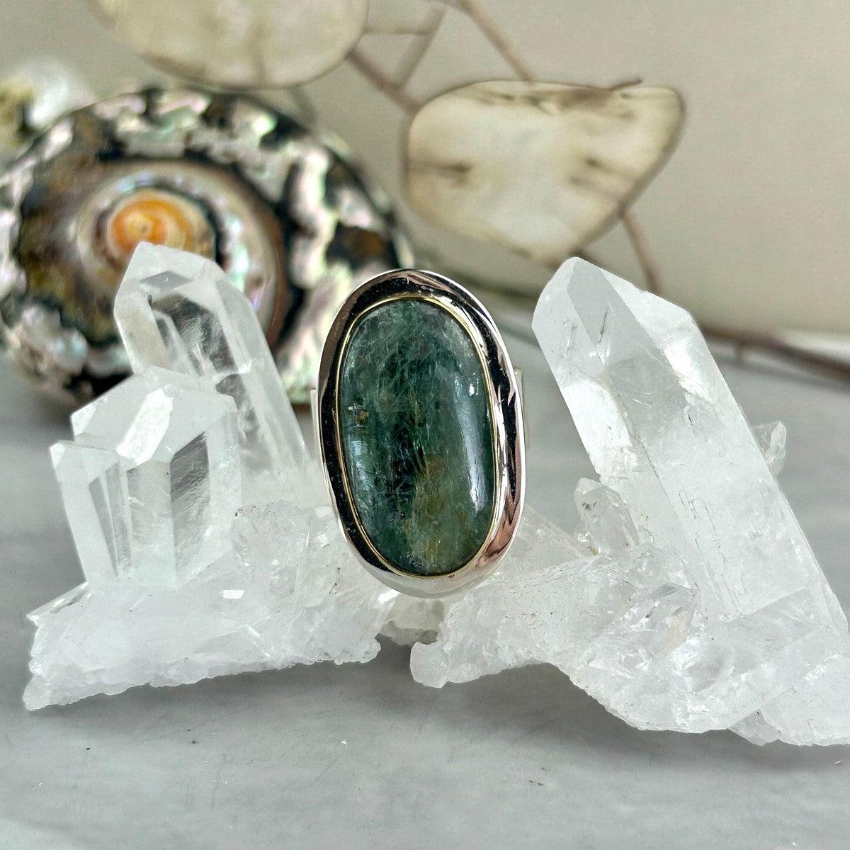Small Size Green Kyanite Ring