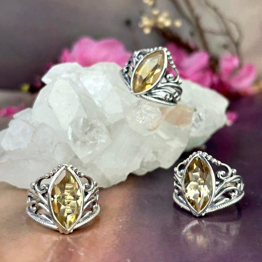 Citrine Marquise Cut Ornate Ring