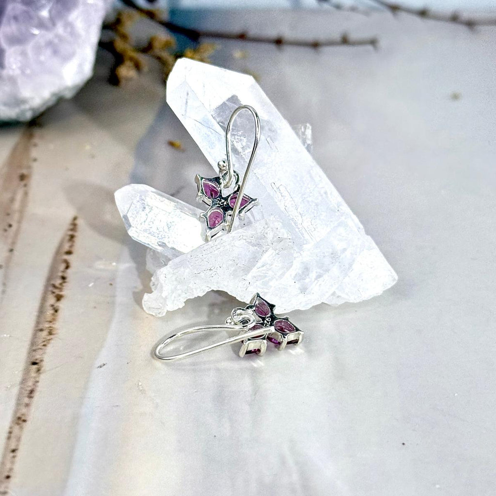 Rhodolite Flower Earrings