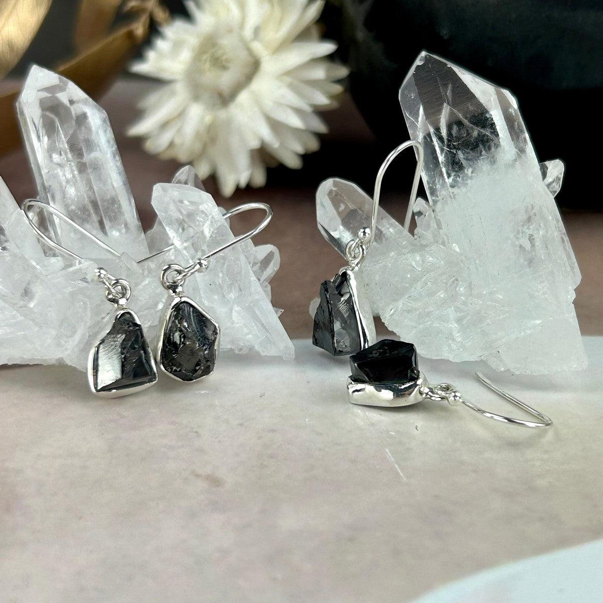 Raw Shungite Crystal Earrings