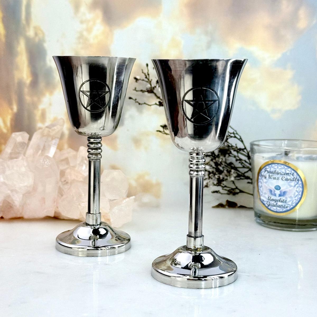Pentacle Motif Silver Chalice