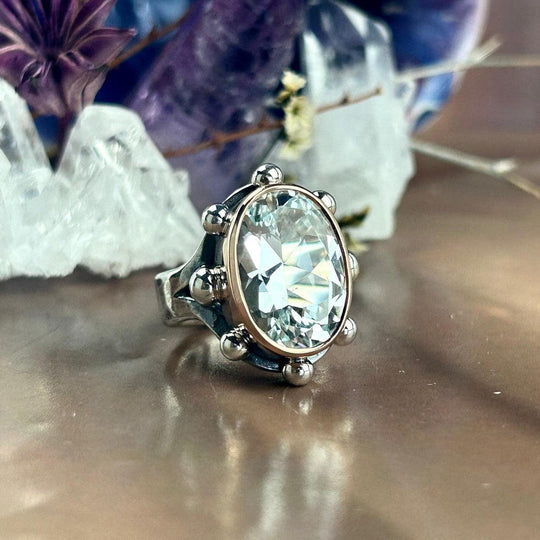 Ice Blue Killiecrankie Diamond Oval 9ct Rose Gold & Sterling Silver Ring By Lauren Harris