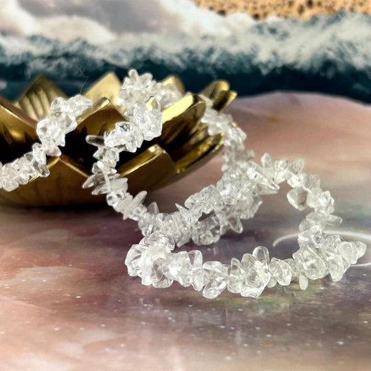 Clear Quartz Chip Bead Crystal Bracelet