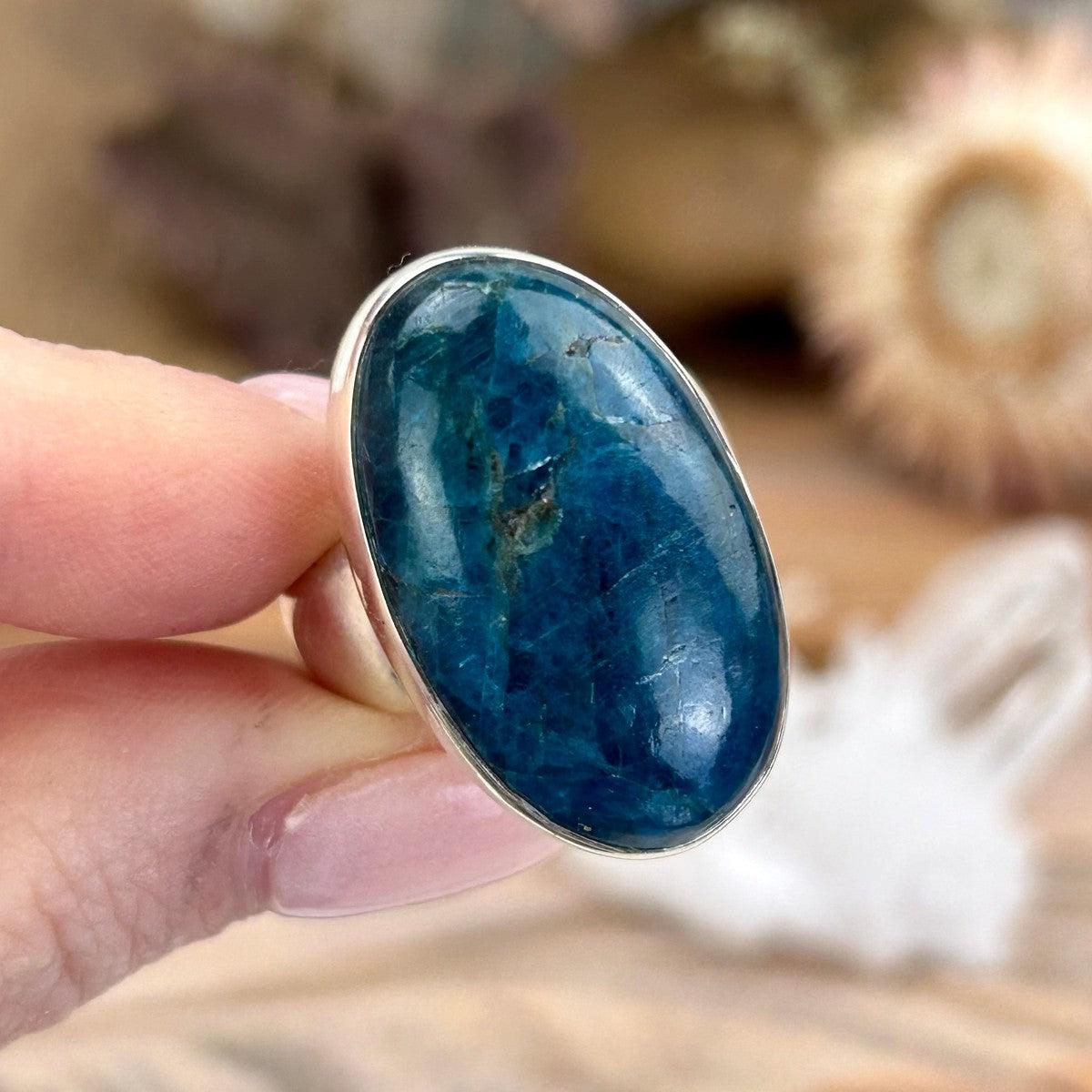 Large Size Blue Apatite Ring