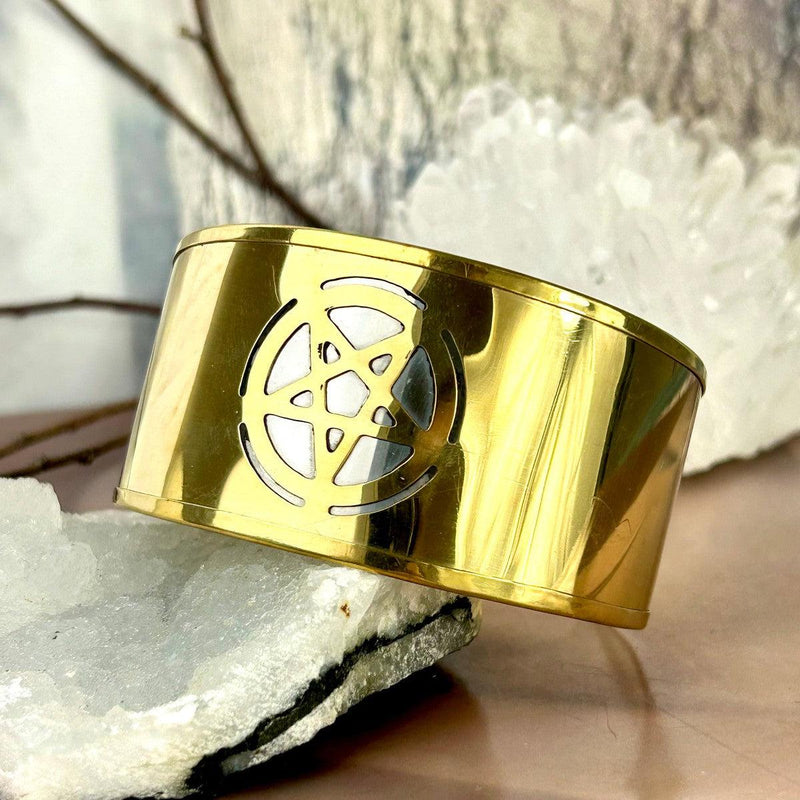 Pentagram Gold Cuff Bracelet