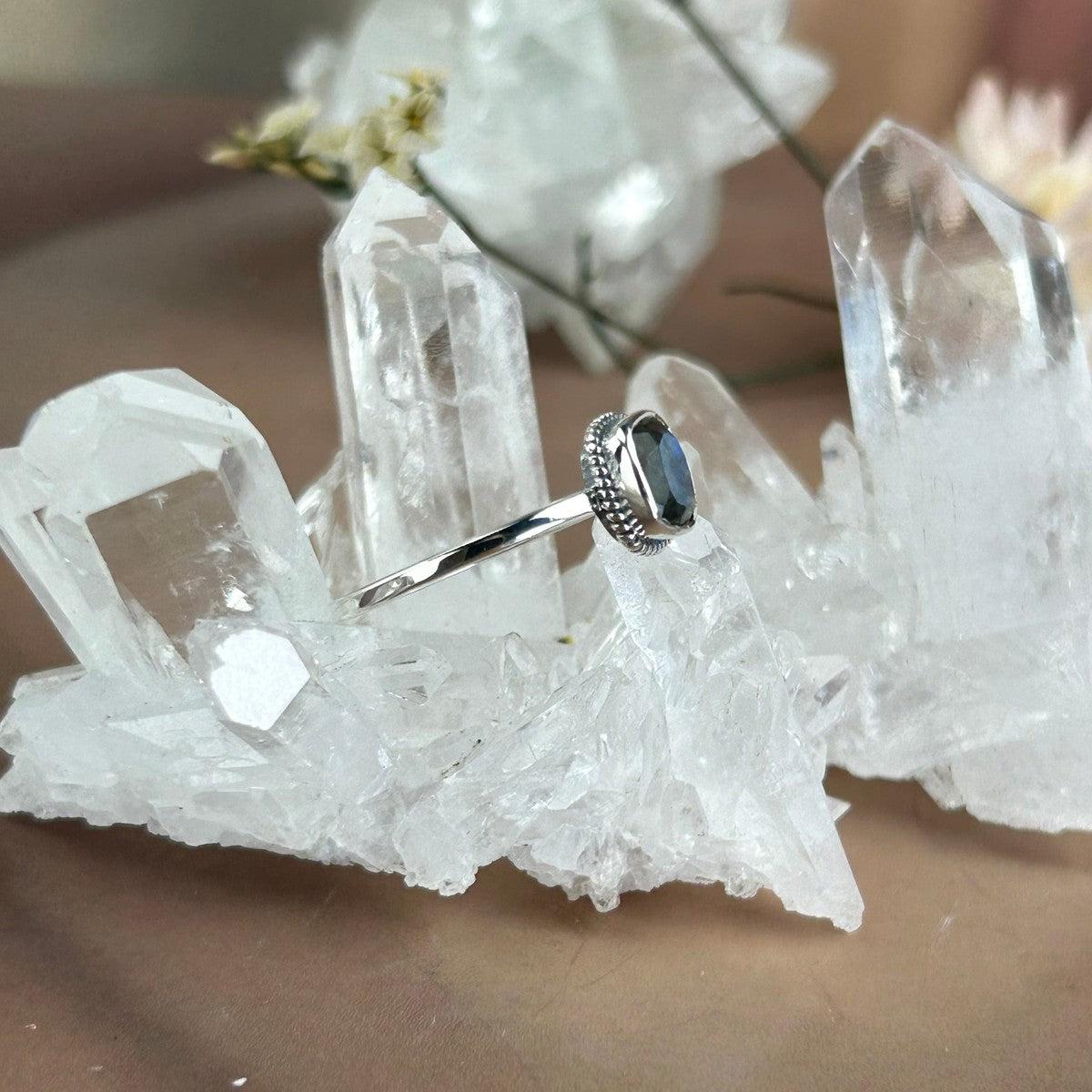 Thin Band Labradorite Ring