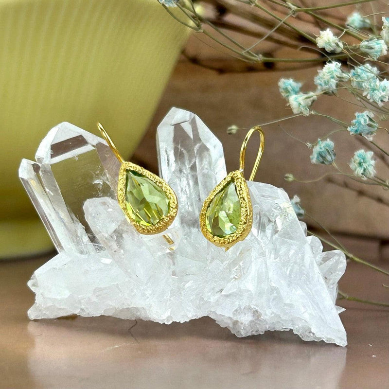 Peridot Gold Drop Earrings