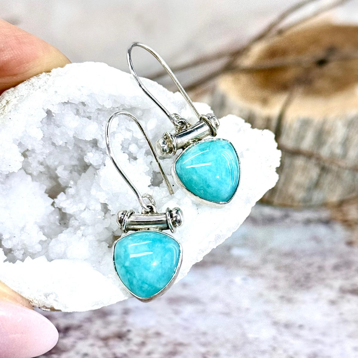 Amazonite Shield Earrings