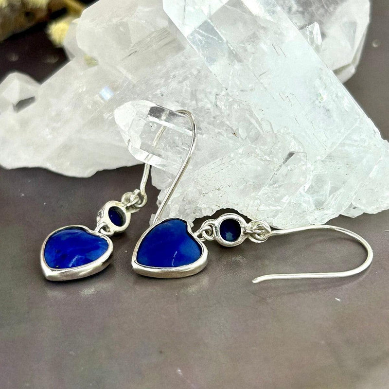 Lapis Lazuli Heart Double Drop Earrings