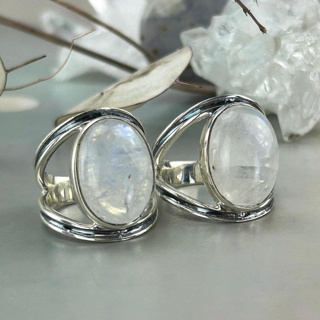 Rainbow Moonstone Oval Ring