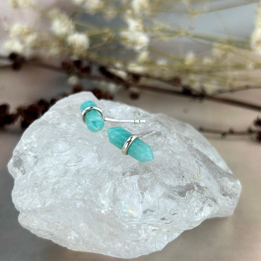 Amazonite Crystal Wand Studs