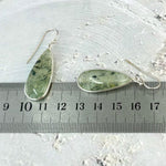 Prehnite With Epidote Elongated Teardrop Drop Earrings