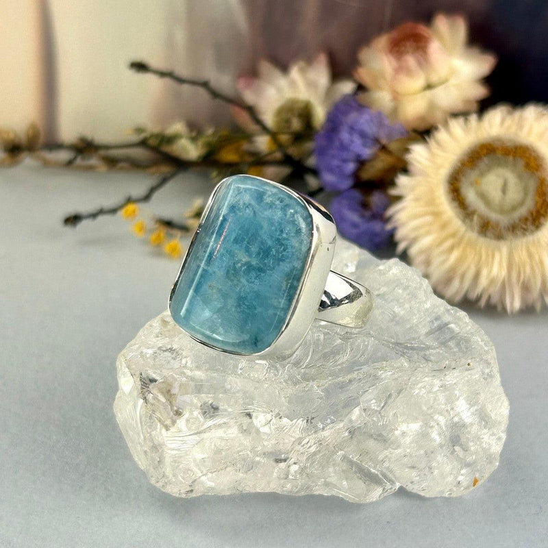 Natural Aquamarine Crystal Ring