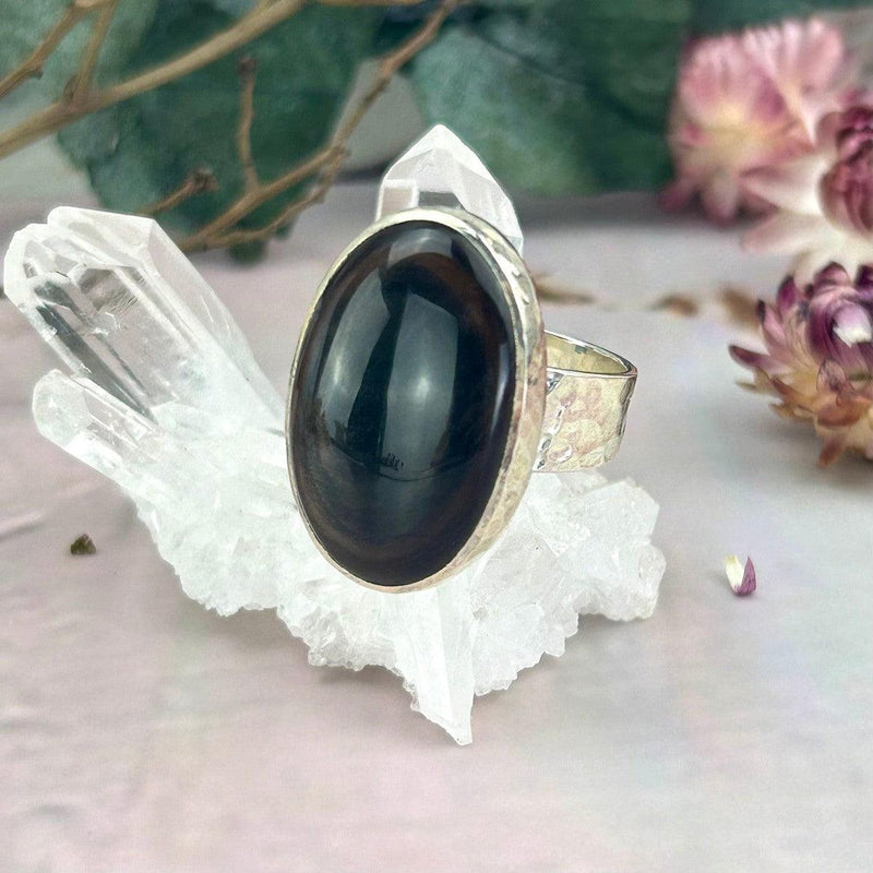 Large Size Obsidian Ring