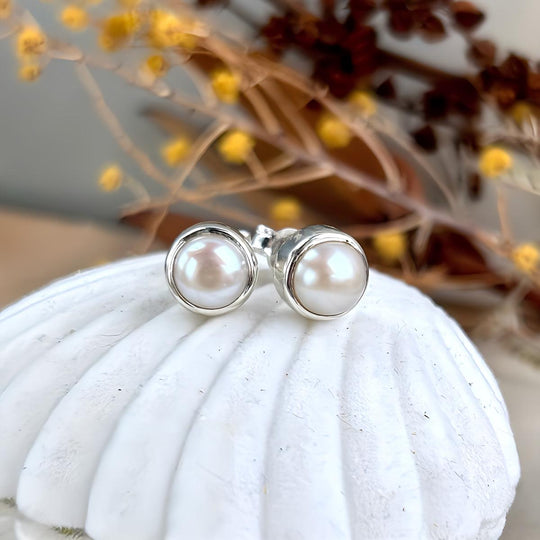 Pearl Round Stud Earrings