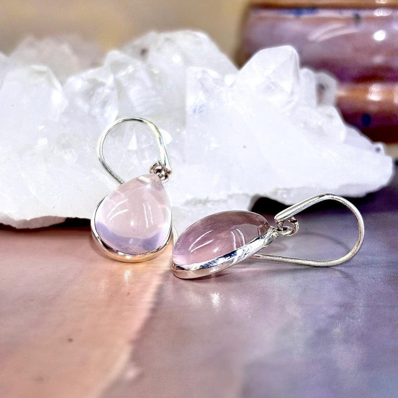 Rose Quartz Pear Drop Earrings