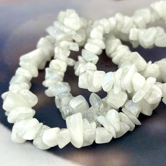 Rainbow Moonstone Chip Bead Crystal Bracelet
