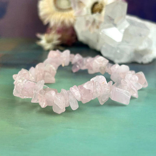 Rose Quartz Chip Bead Crystal Bracelet