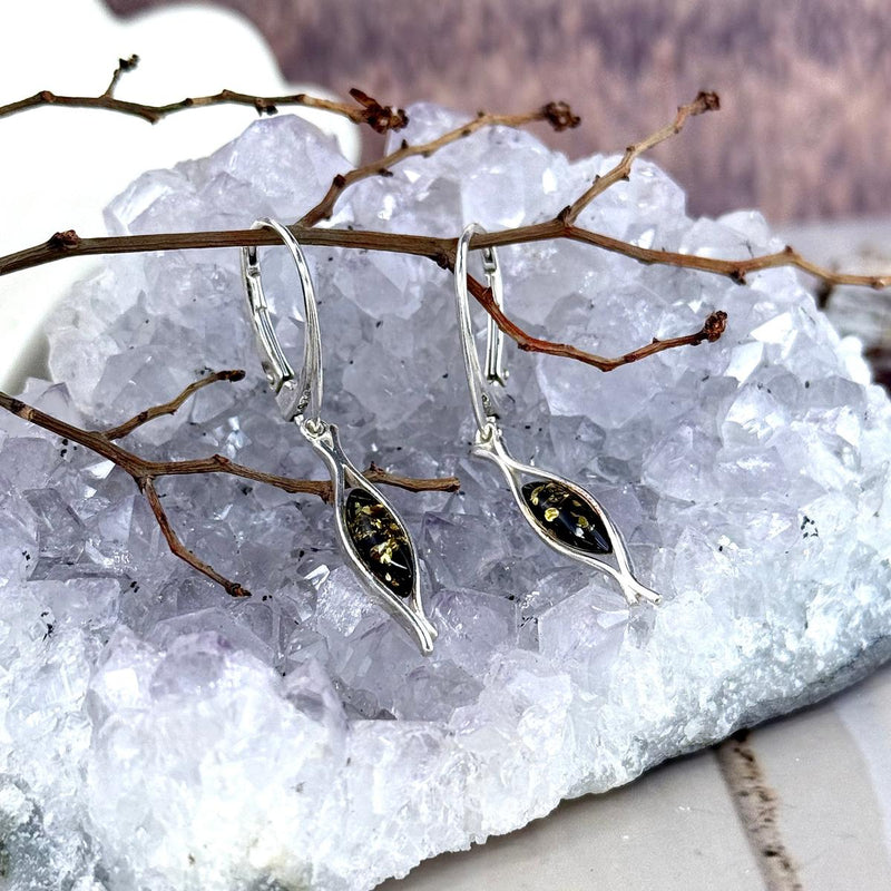 Delicate Amber Drop Earrings