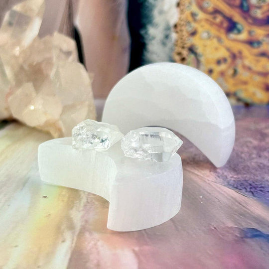 Selenite Crescent Moon Charging Plates