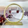 Dainty Garnet Drop Earrings