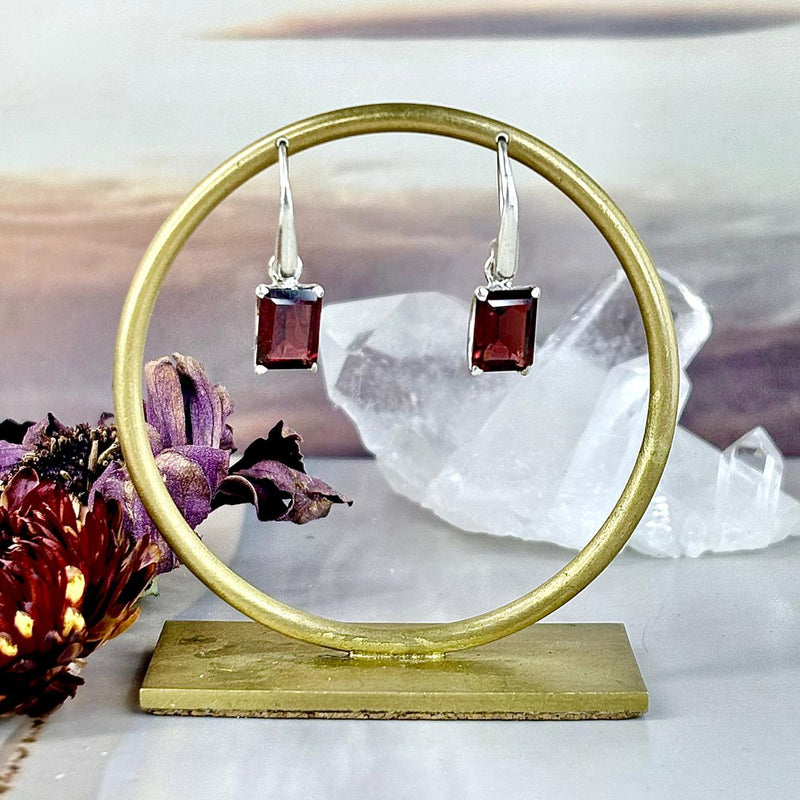 Dainty Garnet Drop Earrings