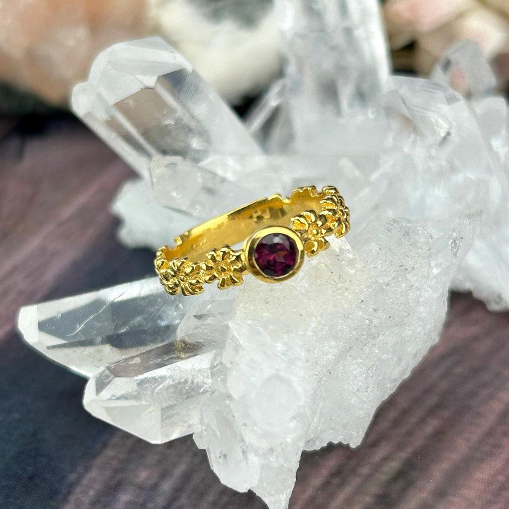 Gold Daisy Gemstone Ring