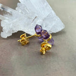 Purple Crystal Gold Studs