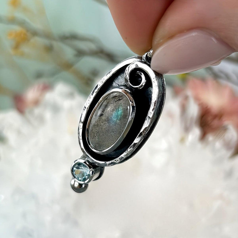 Labradorite & Blue Topaz Pendant And Chain By Lauren Harris