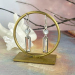 Clear Quartz & Rainbow Moonstone Double Drop Earrings