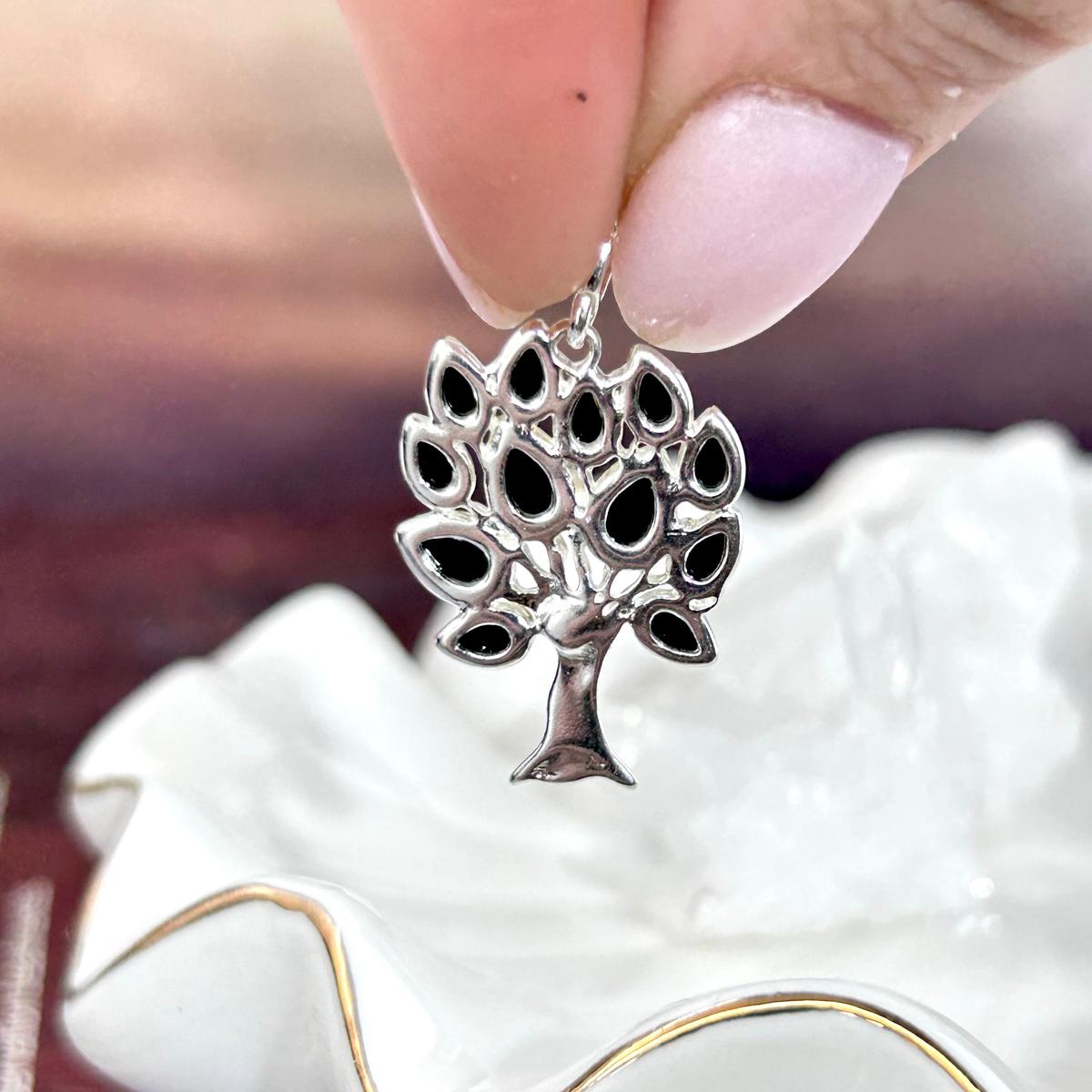 Silver Tree Crystal Pendant