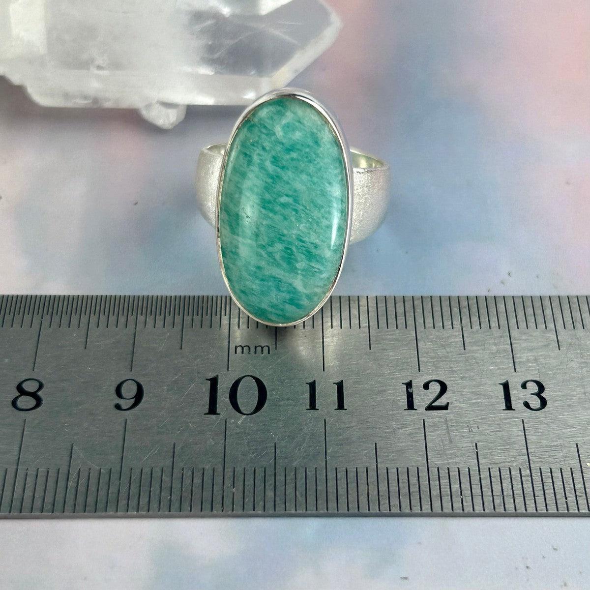 Green Crystal Sterling Silver Ring