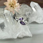 Amethyst Crystal Leaf Ring