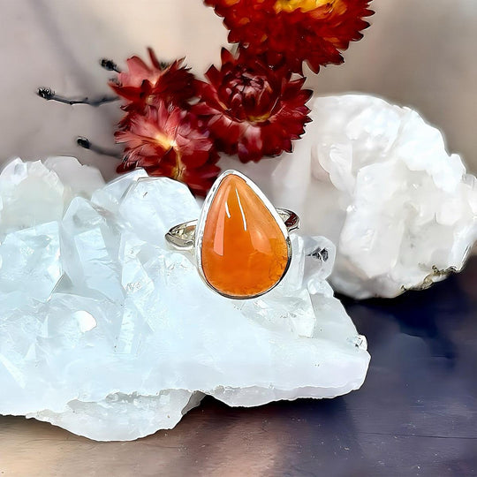 Carnelian Teardrop Ring