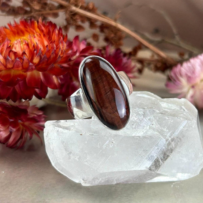 Red Tiger's Eye Oval Ring