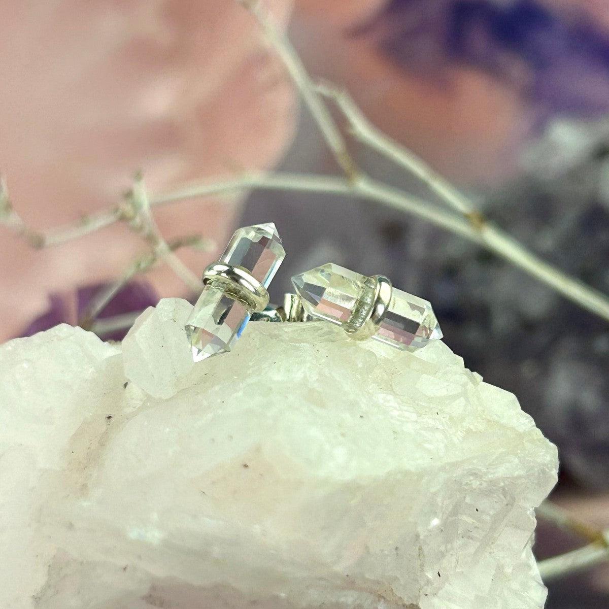 Clear Quartz Crystal Bar Studs