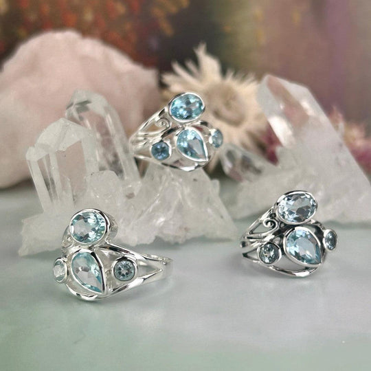 Blue Topaz Multi Stone Ornate Ring