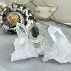 Green Stone Silver And Gold Ring